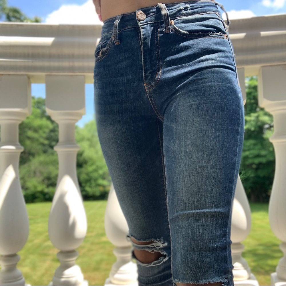 Ripped blue jeans!